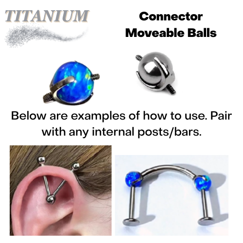 Titanium Double-Side Connector Moveable Ball (Internal Thread)