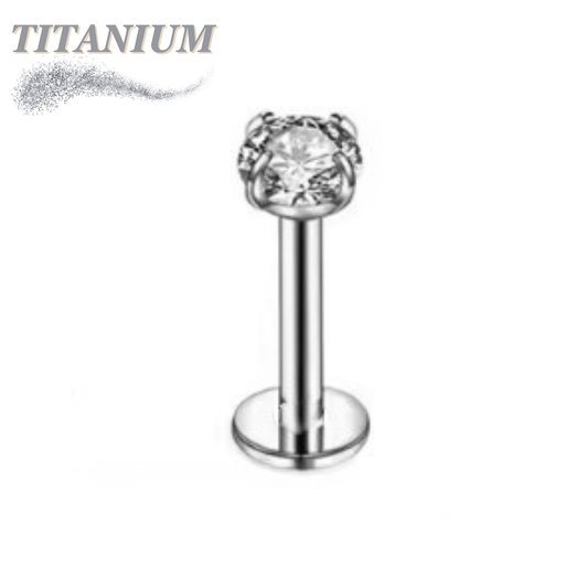 Titanium Threadless Pushpin Prong CZ Labret Combo (4mm Base)