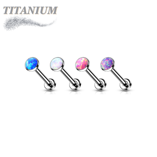 Titanium Threadless Bezel Set Flat Opal Labret Combo (2.5mm Base)