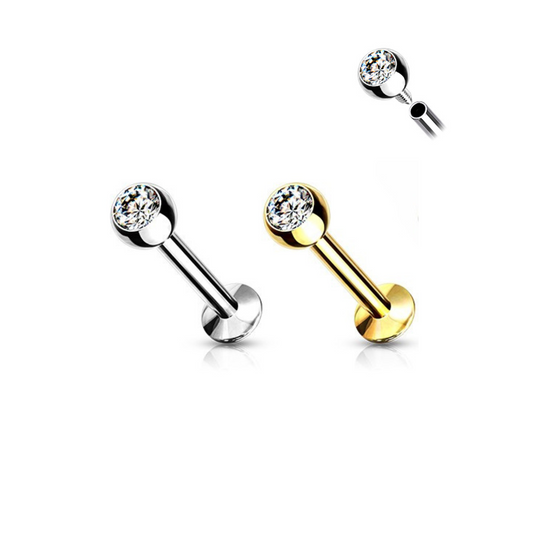 Surgical Steel Press Fit Gem Ball Internally Threaded Labret