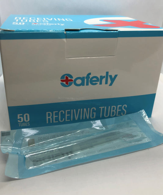 Saferly Disposable Pre-Sterilized Receiving Tubes - Box of 50